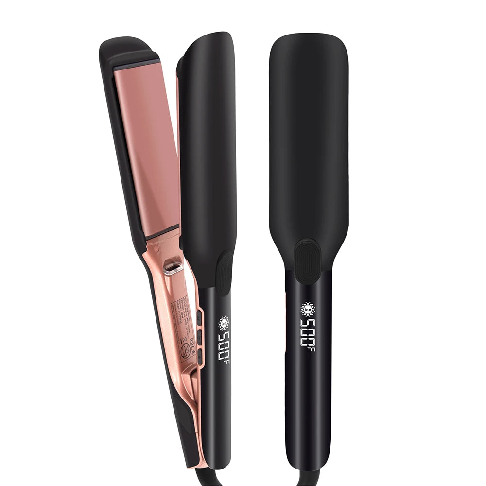 Professional Flat Iron with Wide Plates and Digital Display