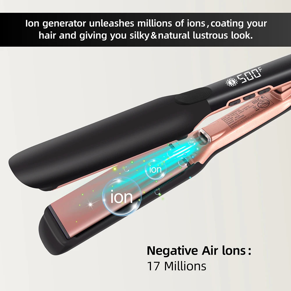 Professional Flat Iron with Wide Plates and Digital Display