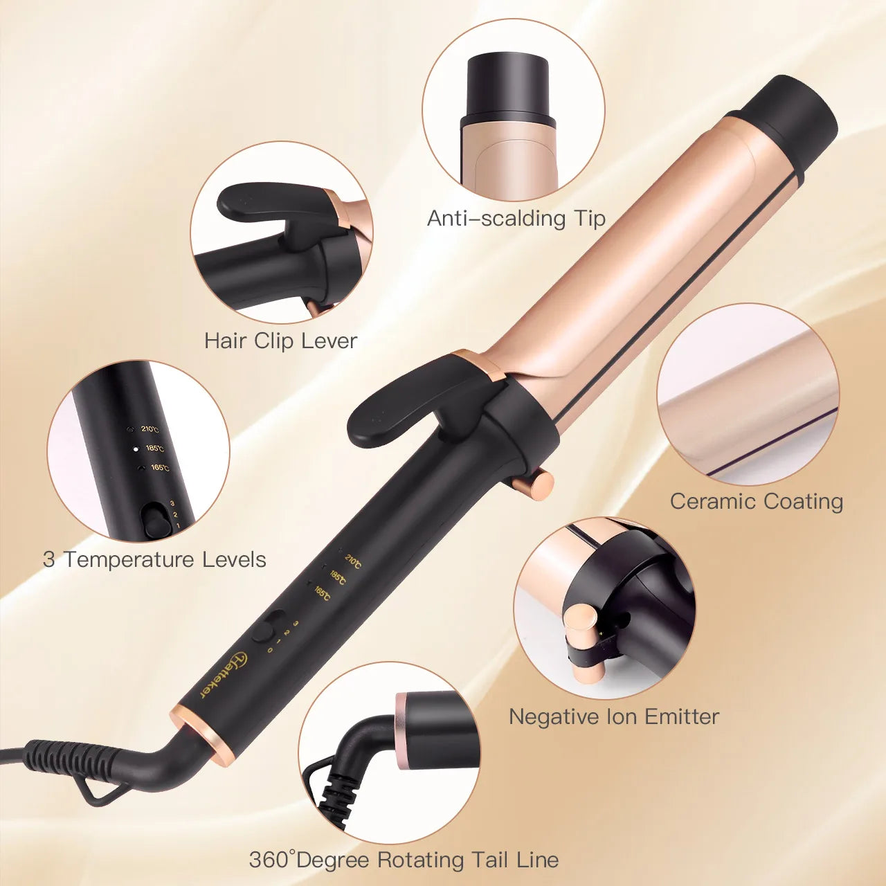 Automatic Curling Wand with Dual Rotation and Ceramic Technology