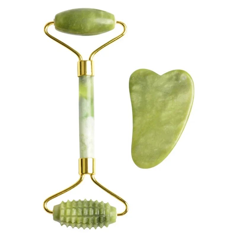 Natural Stone Massage Roller (Jade/Green Quartz) - Anti-Puffiness