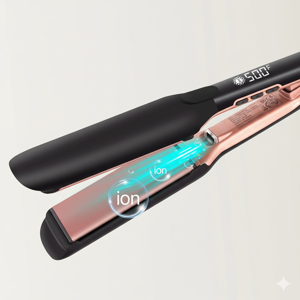Professional Flat Iron with Wide Plates and Digital Display